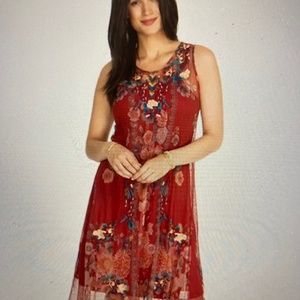 Johnny Was Krioh Mesh Dress with slip